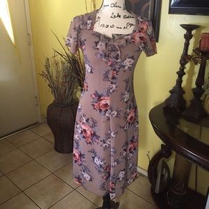 Hell Bunny Tan Floral Dress